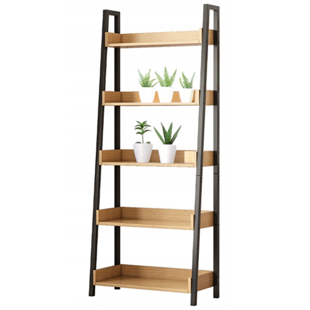 Regał drabinka na książki segregatory dębowy czarny do biura salonu loft