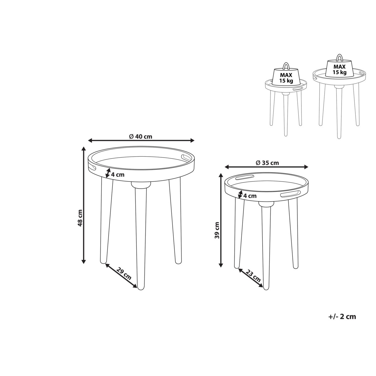 Zestaw 2 stolików pomocniczych z drewna mango ciemny ASTAI