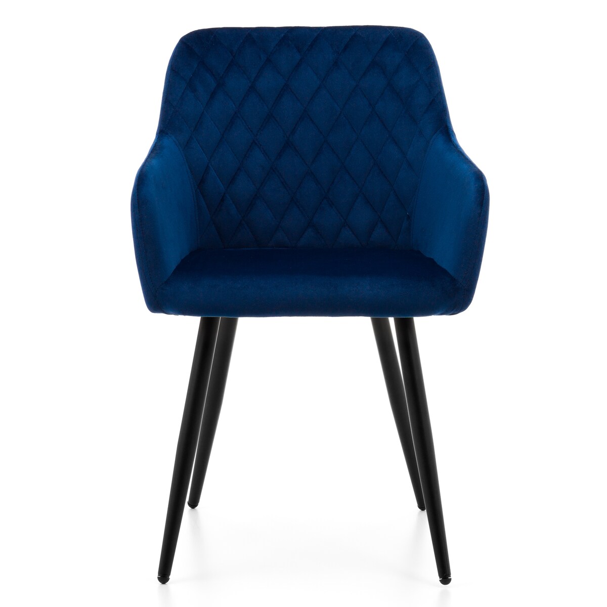 Krzesło tapicerowane TODI welur do salonu jadalni pikowane granatowe