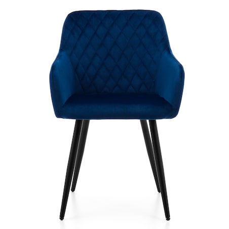 Krzesło tapicerowane TODI welur do salonu jadalni pikowane granatowe