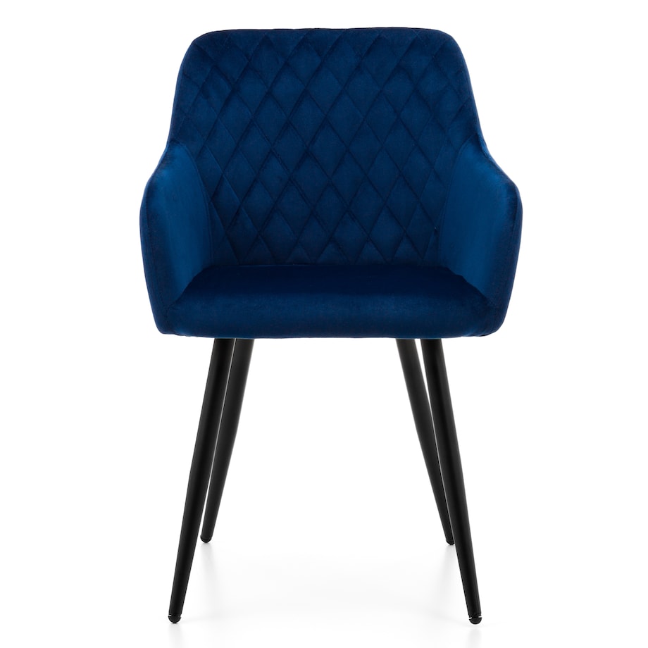 Krzesło tapicerowane TODI welur do salonu jadalni pikowane granatowe