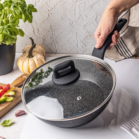 Patelnia głęboka z powłoką marmurową 24cm indukcja KLAUSBERG