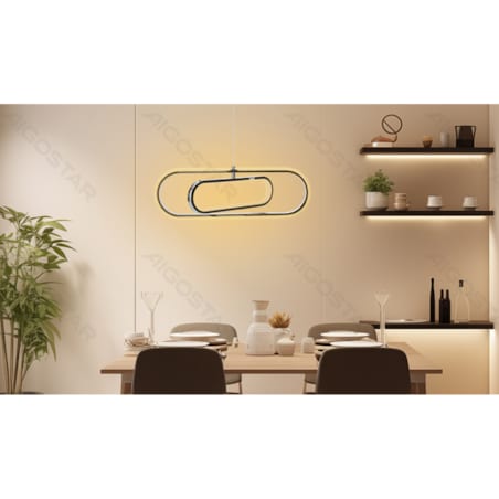 lampa wisząca led z metalu i silikonu, 35 w, 2700k owalna