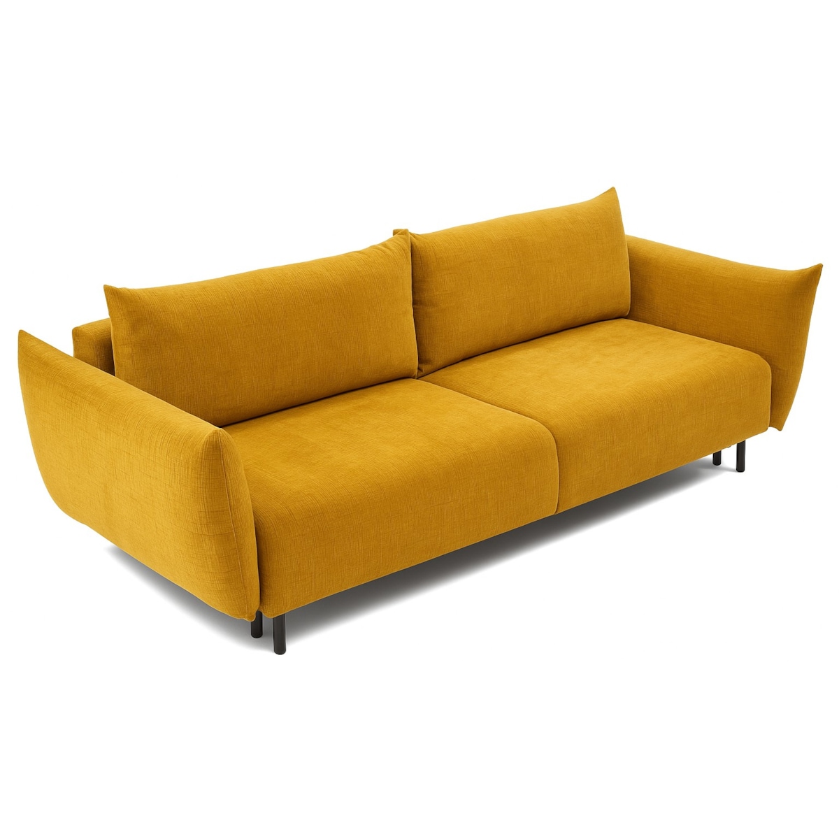 Kanapa ADA z funkcją spania i pojemnikiem, tkanina szenilowa, żółta