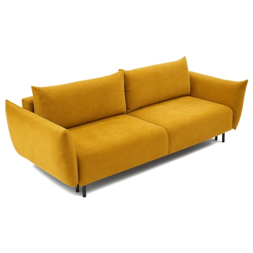 Kanapa ADA z funkcją spania i pojemnikiem, tkanina szenilowa, żółta