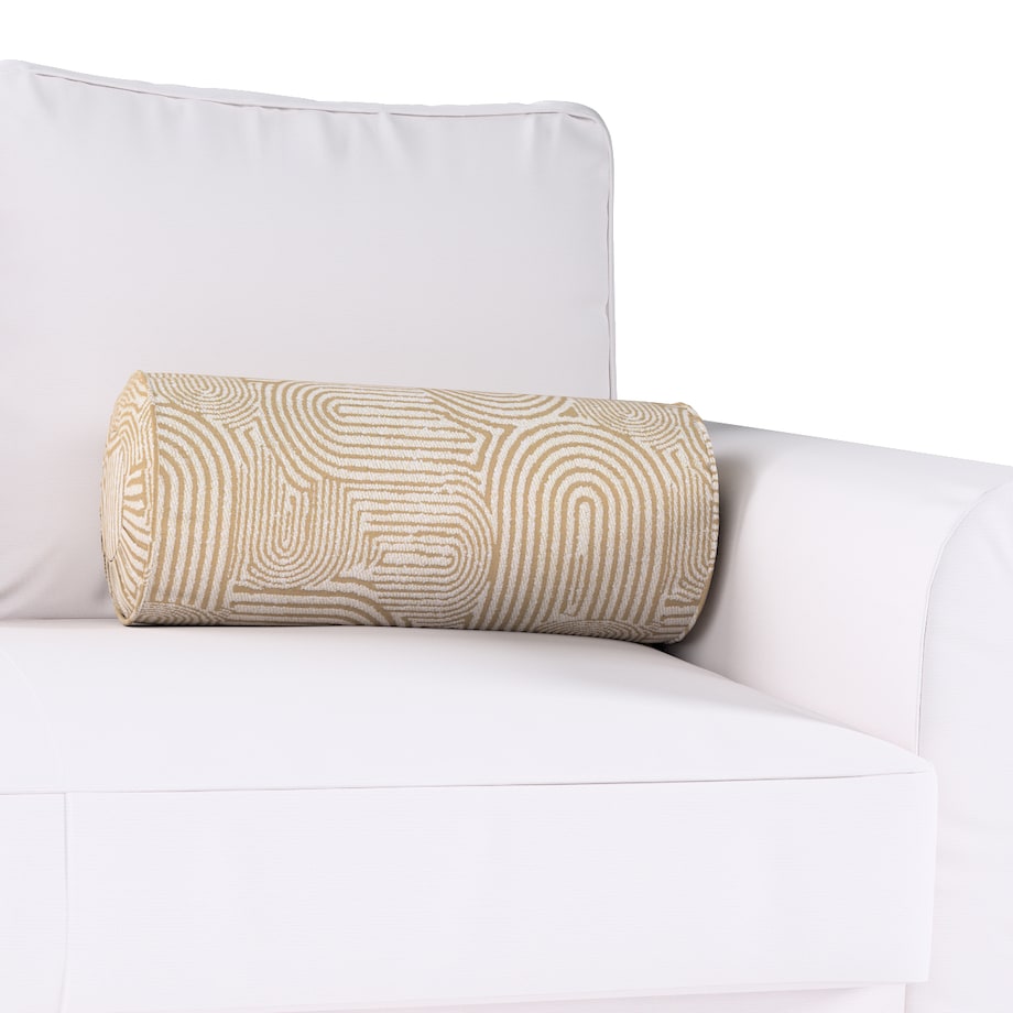 Poduszka wałek z zakładkami, beżowe łuki na kremowym tle, Ø20 x 50 cm, Cosy Home