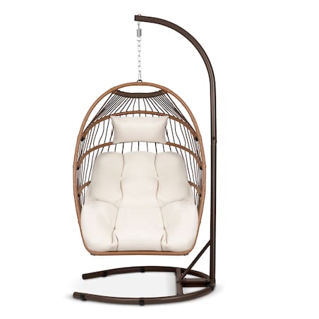 Fotel ogrodowy wiszący huśtawka kosz składany Sofotel Luisiana brązowy