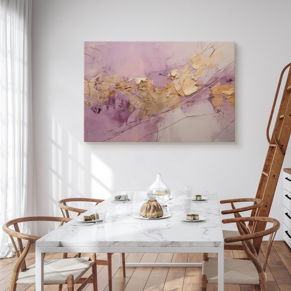 Obraz Do Sypialni Salonu Fioletowa Abstrakcja Elementy Złota Glamour 70x50cm