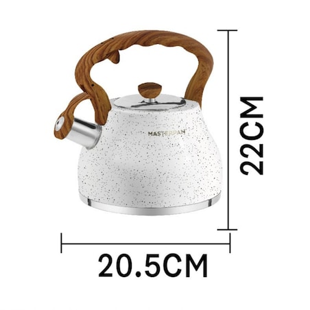 Czajnik na gaz stalowy z gwizdkiem 2.7L indukcja biały marmurek MASTERPAN