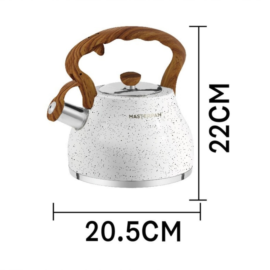 Czajnik na gaz stalowy z gwizdkiem 2.7L indukcja biały marmurek MASTERPAN