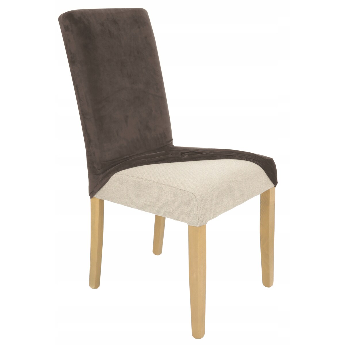 POKROWIEC NA KRZESŁO KAKAOWY BRĄZ WELUR ELASTYCZNY [21WK]