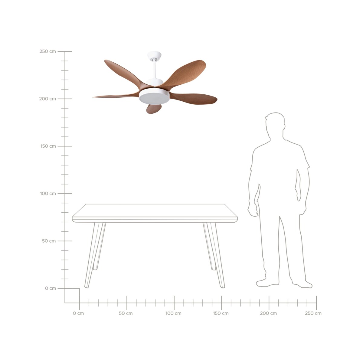 Wentylator sufitowy z lampą BARBET Jasnobrązowy