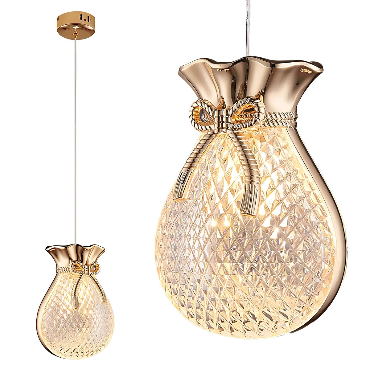 Lampa Sufitowa Wisząca Lhj107-1Cp Gold Złoty, Różowe Złoto, Metal