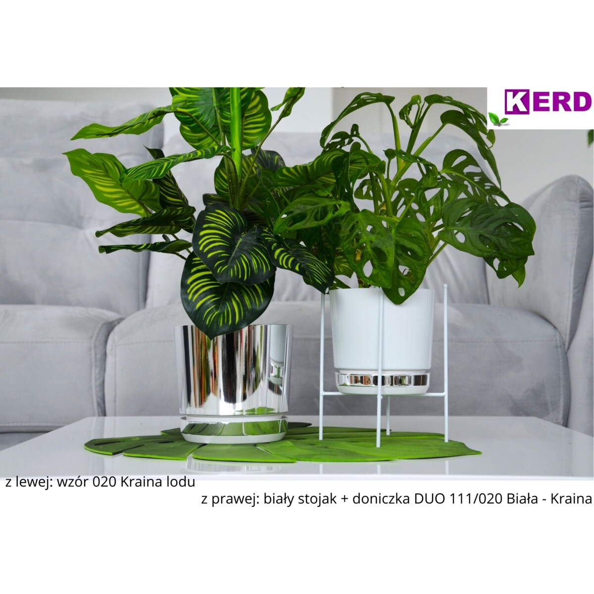 26 cm wzór KRAINA LODU Doniczka z podstawką glamour elegancka efekt lustra wysoki połysk nowoczesna