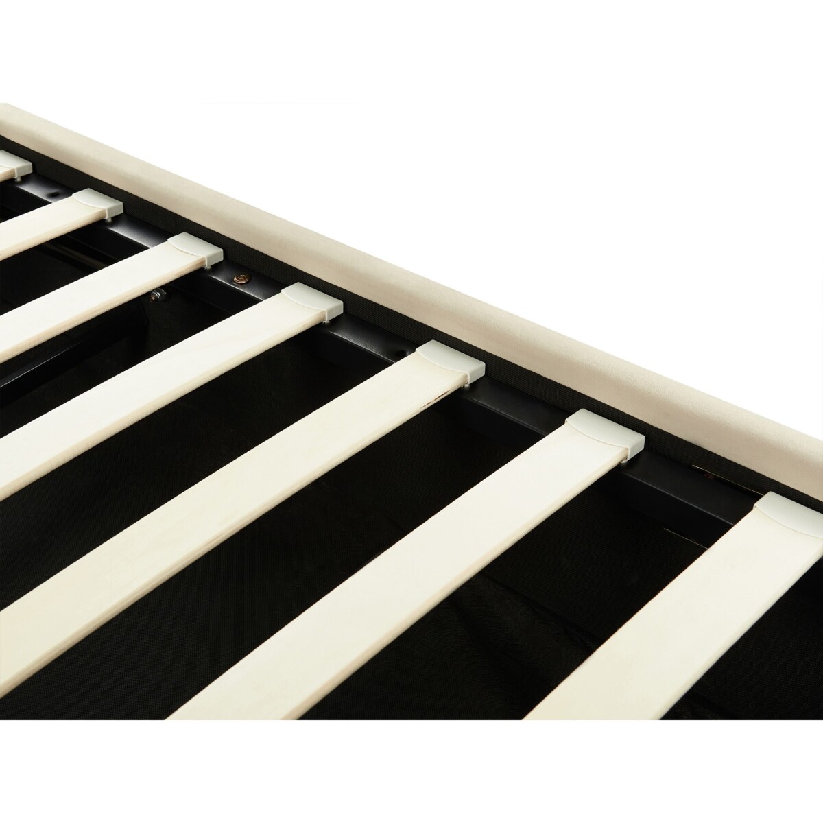 Łóżko z pojemnikiem welurowe 160 x 200 cm beżowoszare LAVAUR