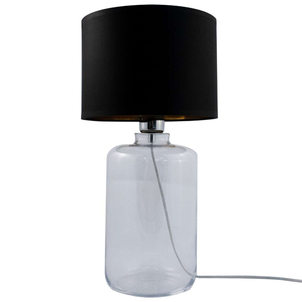 LAMPKA biurkowa SAMASUN 5502BKGO Zumaline szklana LAMPA okrągła stojąca abażurowa czarna przezroczysta