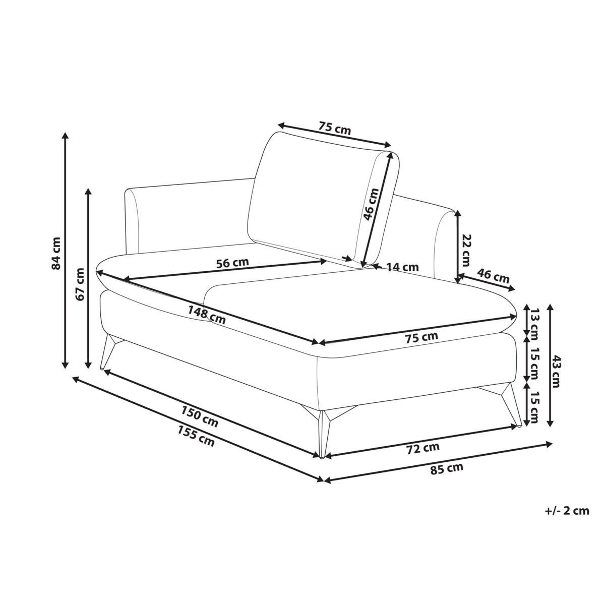 Szezlong lewostronny jasnobeżowy SIEVOZ