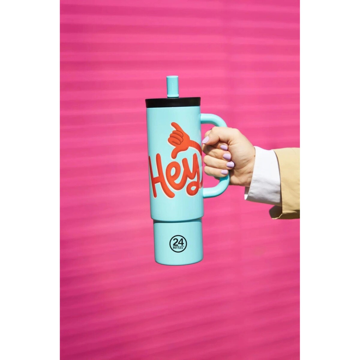 24BOTTLES STRAW CUP kubek termiczny ze słomką, Hey! Blue