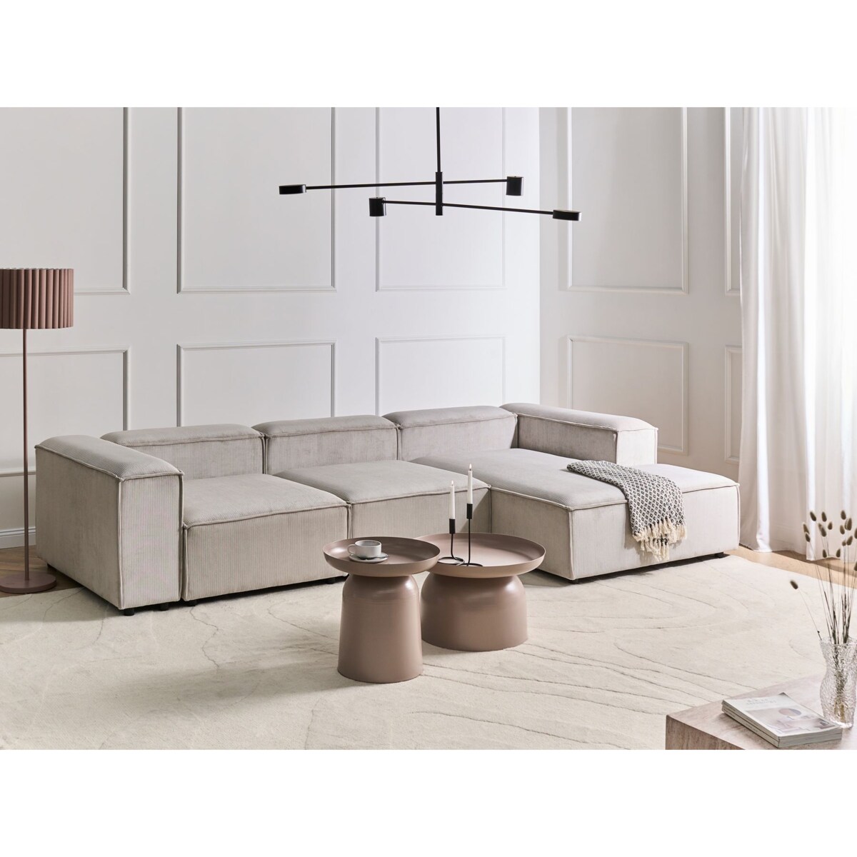 Narożnik modułowy dla 4 osób ARDAL Sztruks Beżowoszary Lewostronny