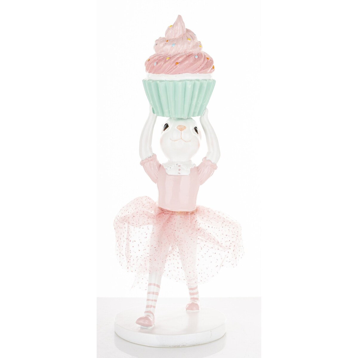 Dekoracja - króliczka w tiulowej spódniczce 30x11x11 cm GUDRUN-2 z muffinką