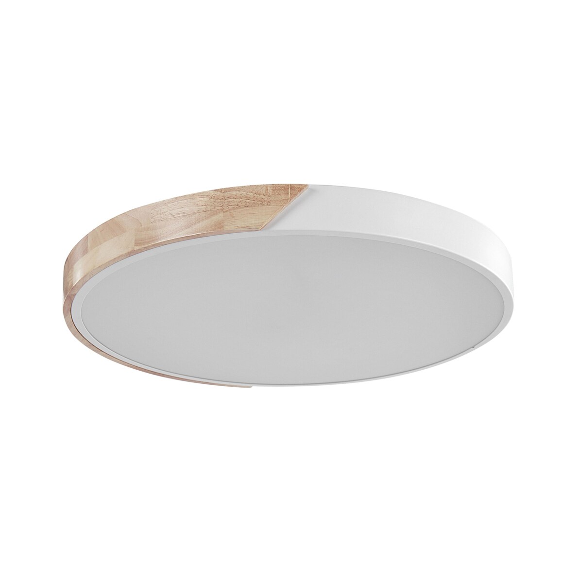 Lampa sufitowa LED metalowa biała z jasnym drewnem PATTANI