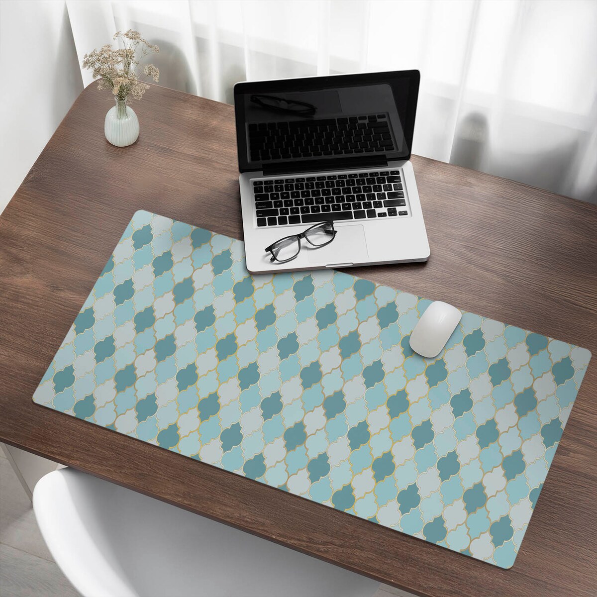 Turkusowa mata na biurko Marokańska mozaika, 100x50 cm