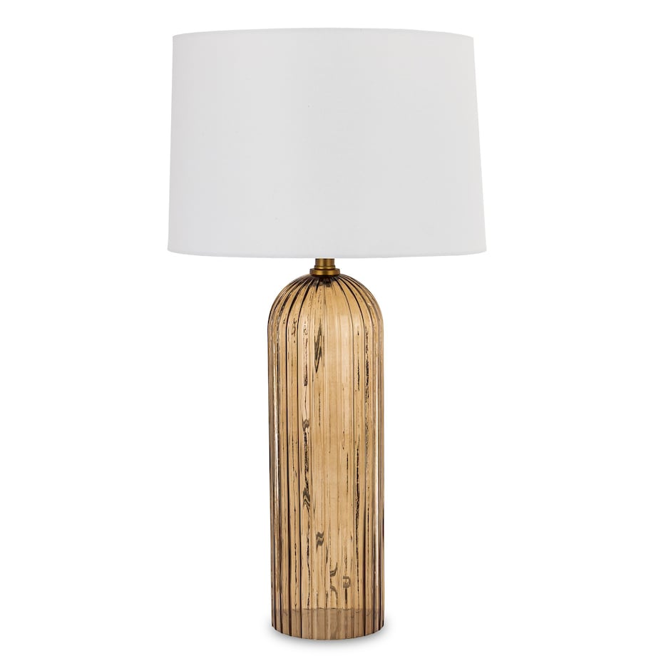 Lampa wysoka szklana bursztynowa 76x40x40 cm