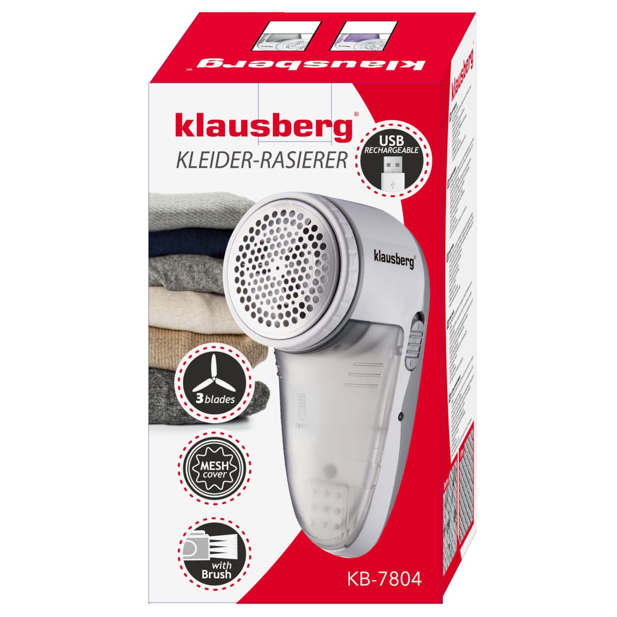 Golarka elektryczna do ubrań odzieży swetrów akumulatorowa KLAUSBERG