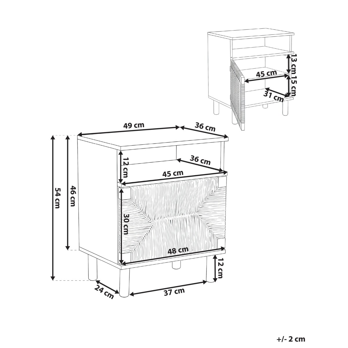 Szafka nocna BONDI Jasnobrązowy