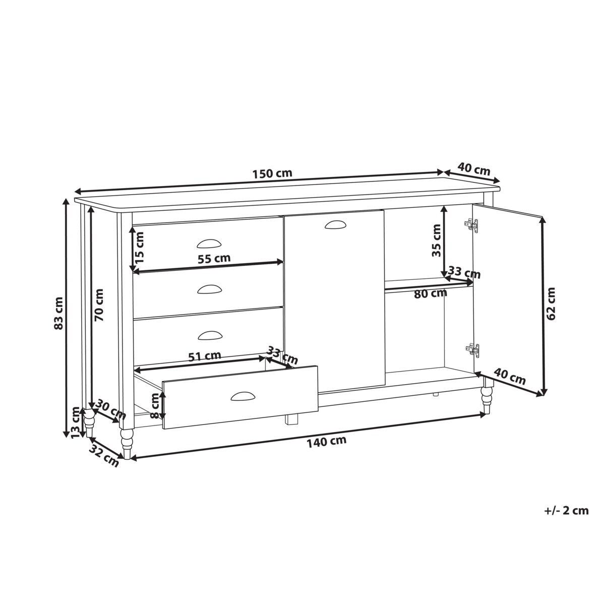 Szafka dwudrzwiowa biała SHILLINGTON