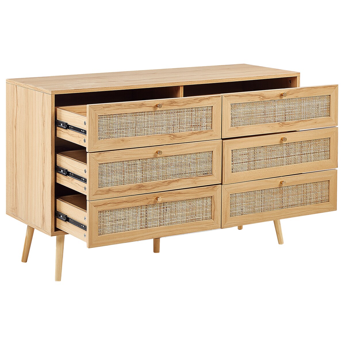 Komoda 6 szuflad PEROTE Rattan Jasnobrązowy