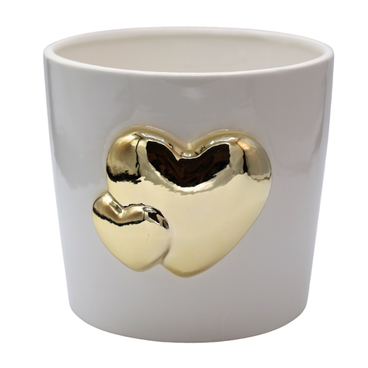 Doniczka z 2 serduszkami 18,5x17x15,5 cm OLLANA złote