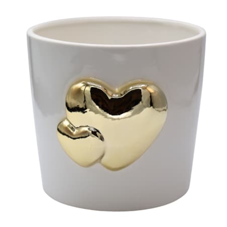 Doniczka z 2 serduszkami 18,5x17x15,5 cm OLLANA złote
