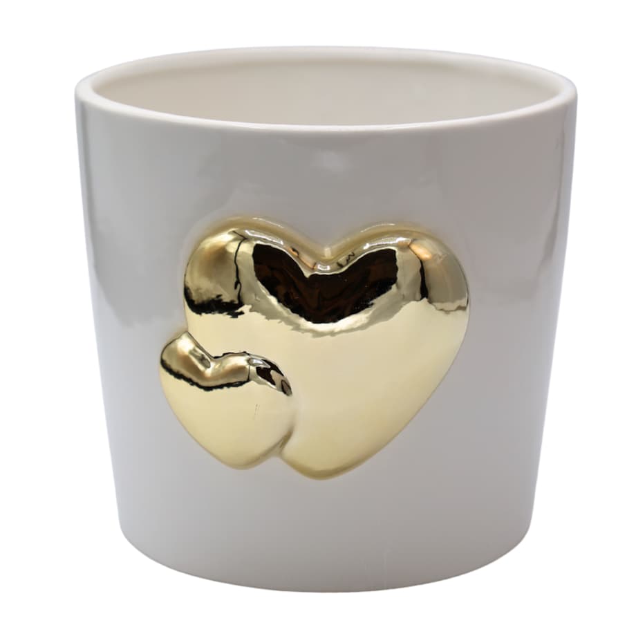 Doniczka z 2 serduszkami 18,5x17x15,5 cm OLLANA złote