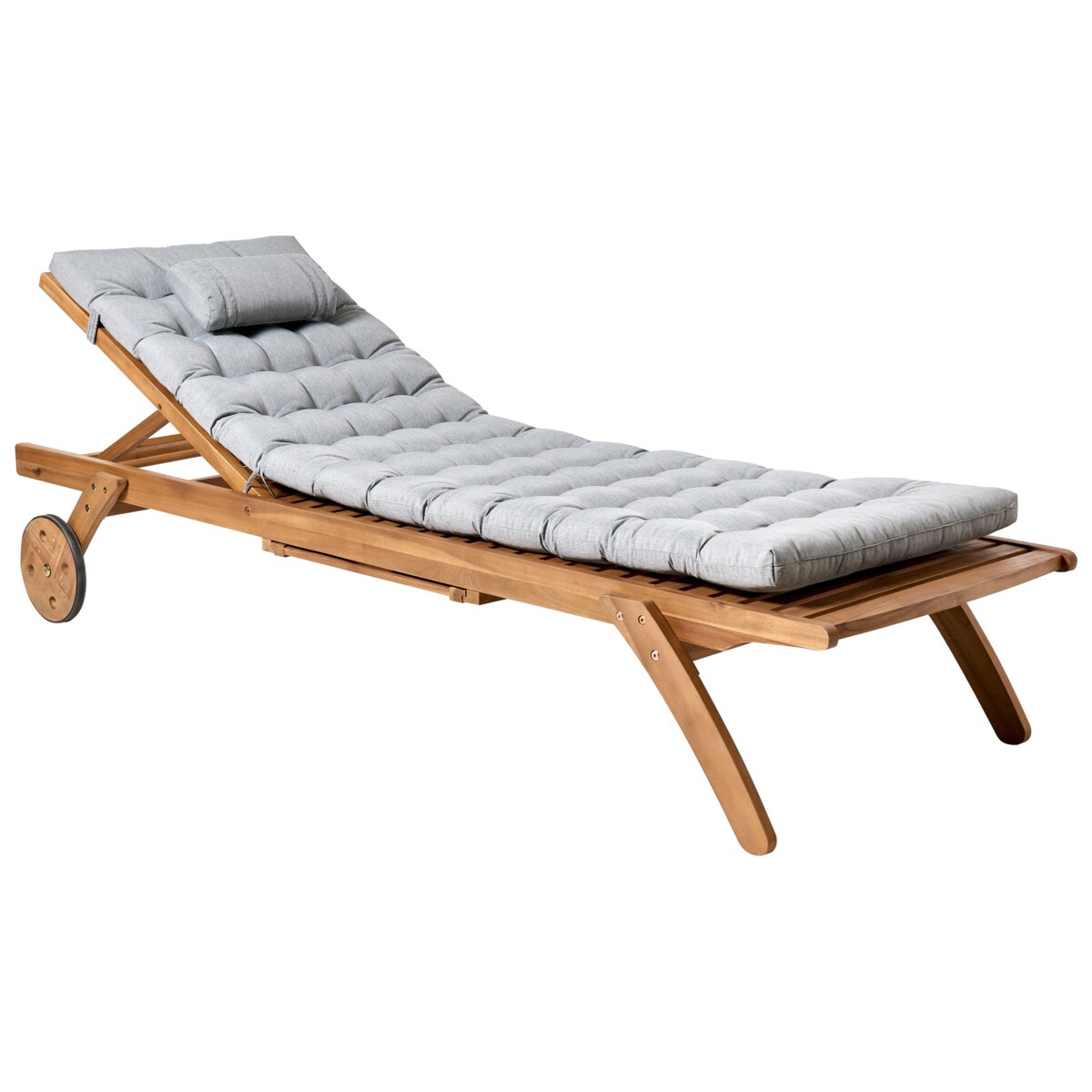 Leżak ogrodowy z poduszką CESANA PREMIUM Drewno akacjowe Szary
