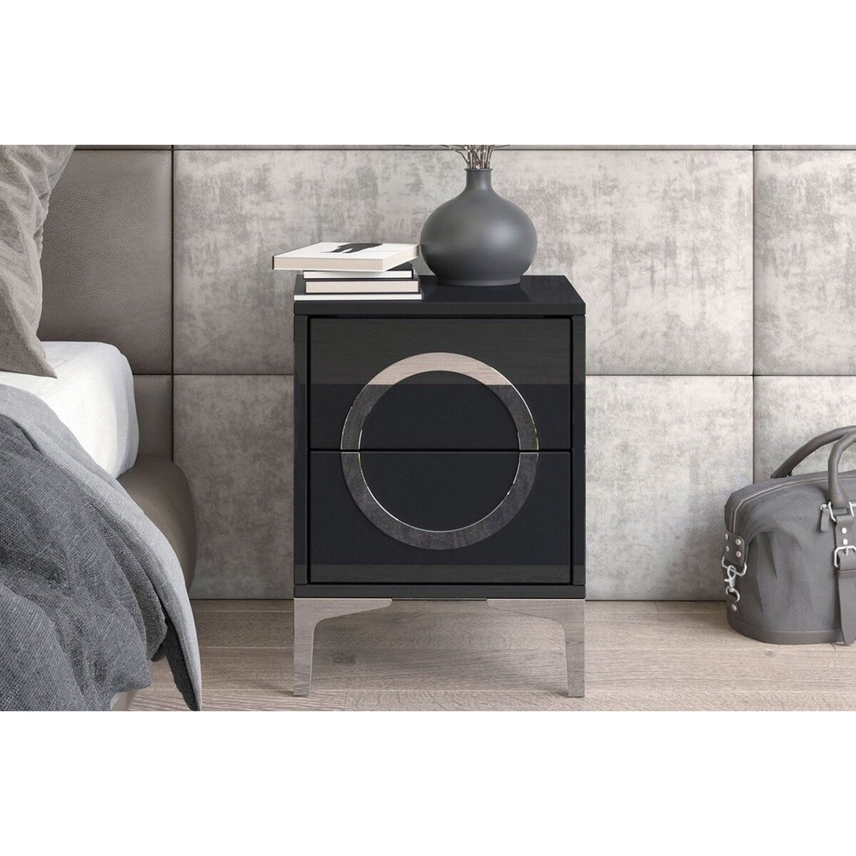 Czarna nowoczesna szafka nocna Dancan EVA / połysk