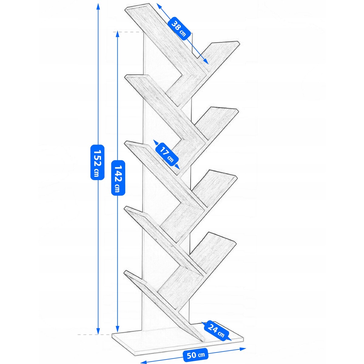Regał na książki JUMI wąski otwarty boho