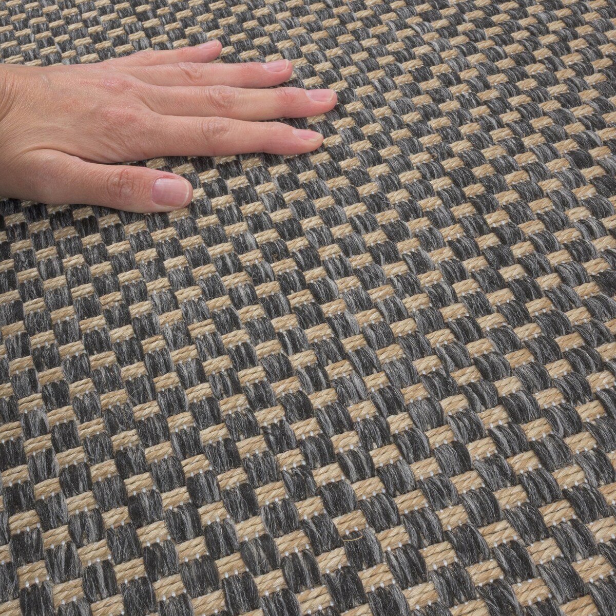 Chodnik płasko tkany Roma 68x114 cm Kratka Antracytowy