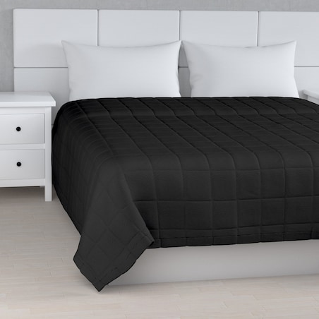 Narzuta pikowana w kratę 200x210 czarny