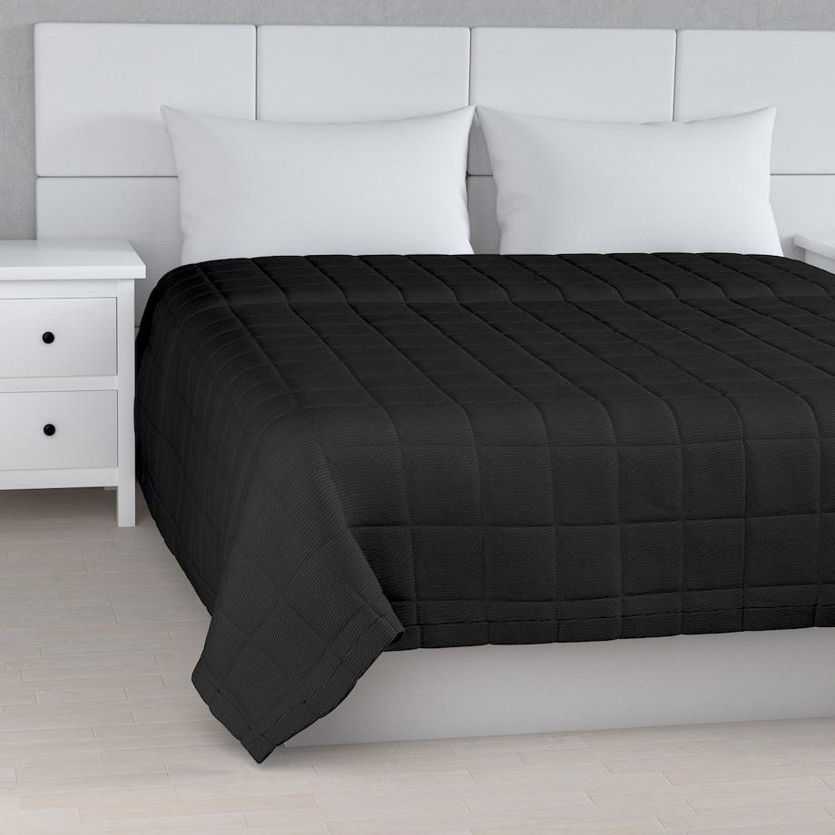 Narzuta pikowana w kratę 200x210 czarny