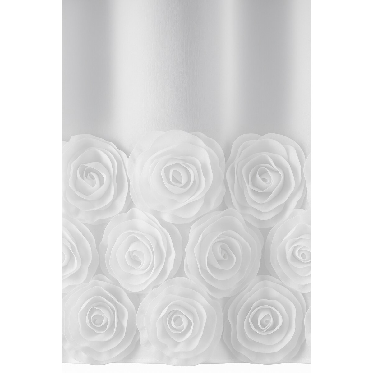 firana z szyfonu "roses" wyszywane róże | przelotki 160x70 cm biała | zdobiona aplikacją 3D w róże