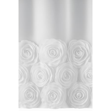 firana z szyfonu "roses" wyszywane róże | przelotki 160x70 cm biała | zdobiona aplikacją 3D w róże