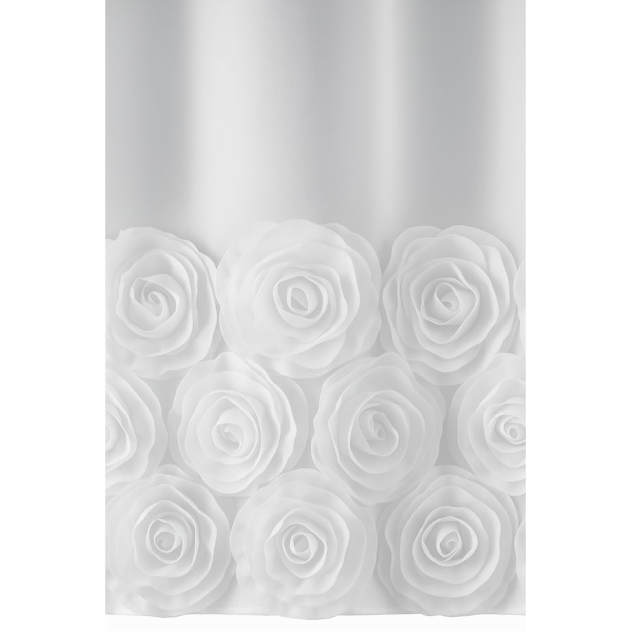 firana z szyfonu "roses" wyszywane róże | przelotki 160x70 cm biała | zdobiona aplikacją 3D w róże