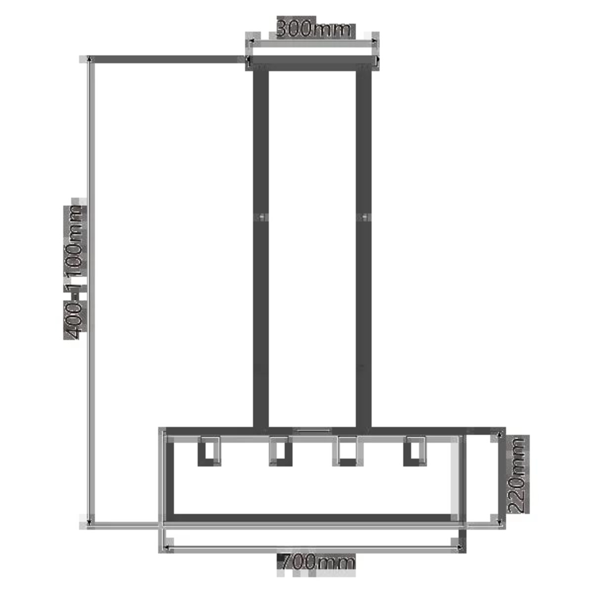 4-punktowa metalowa lampa wisząca z regulowanym drążkiem, e27 40-110 cm