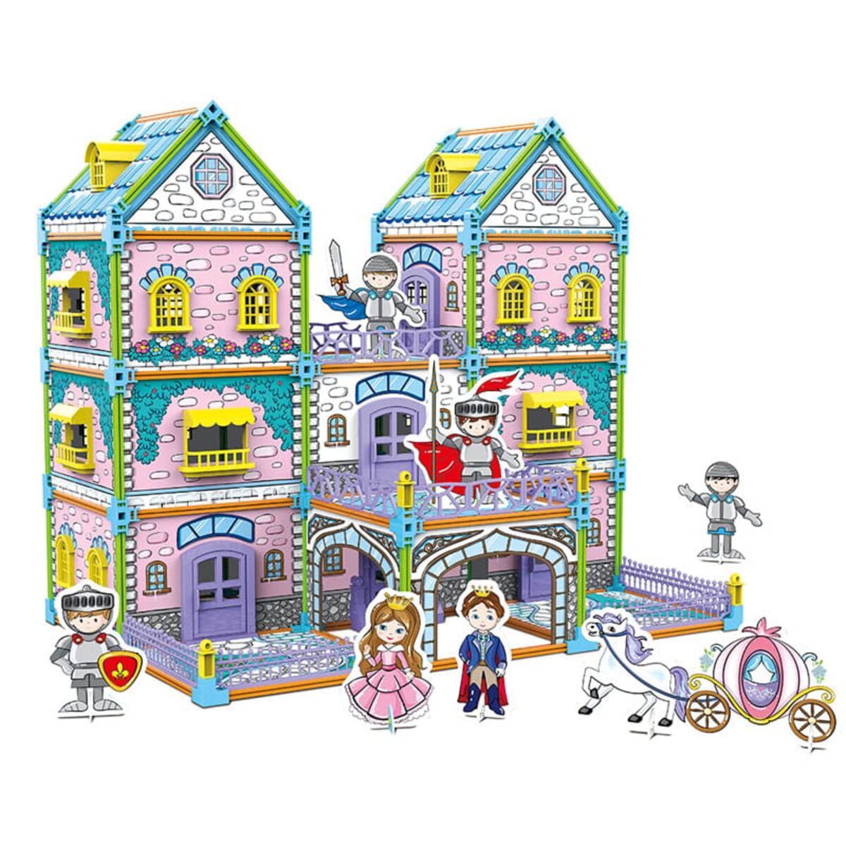 Dwustronny domek do składania i kolorowania - Zamek Księżniczki