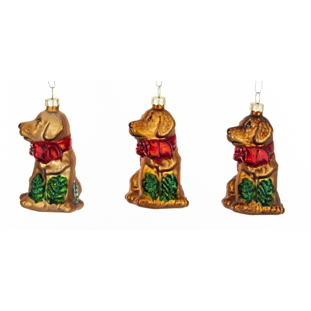 Bombka szklana 3 szt. pieski 9x6,5x5,5 cm PERROS