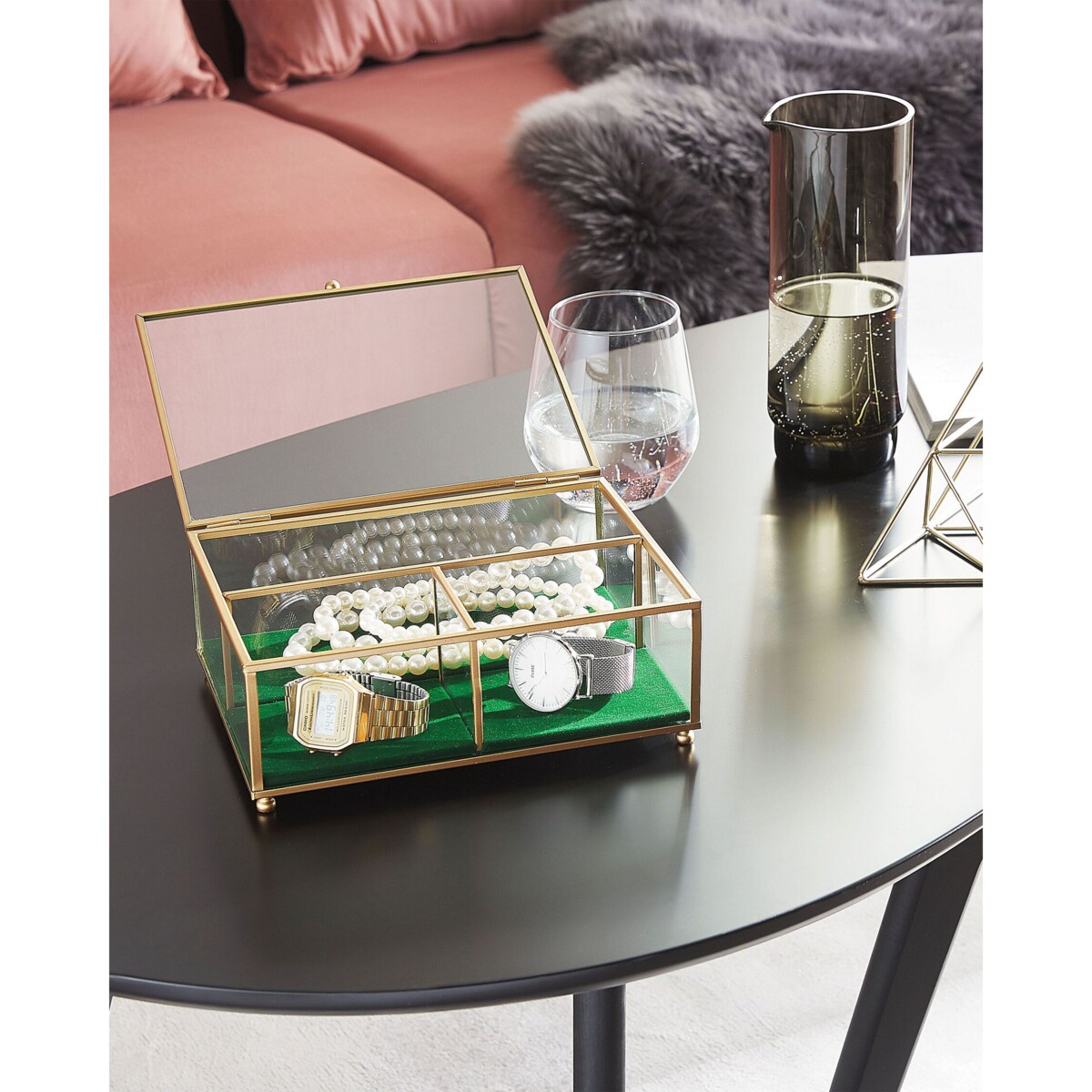 Szkatułka na biżuterię szklana złota SAINTES