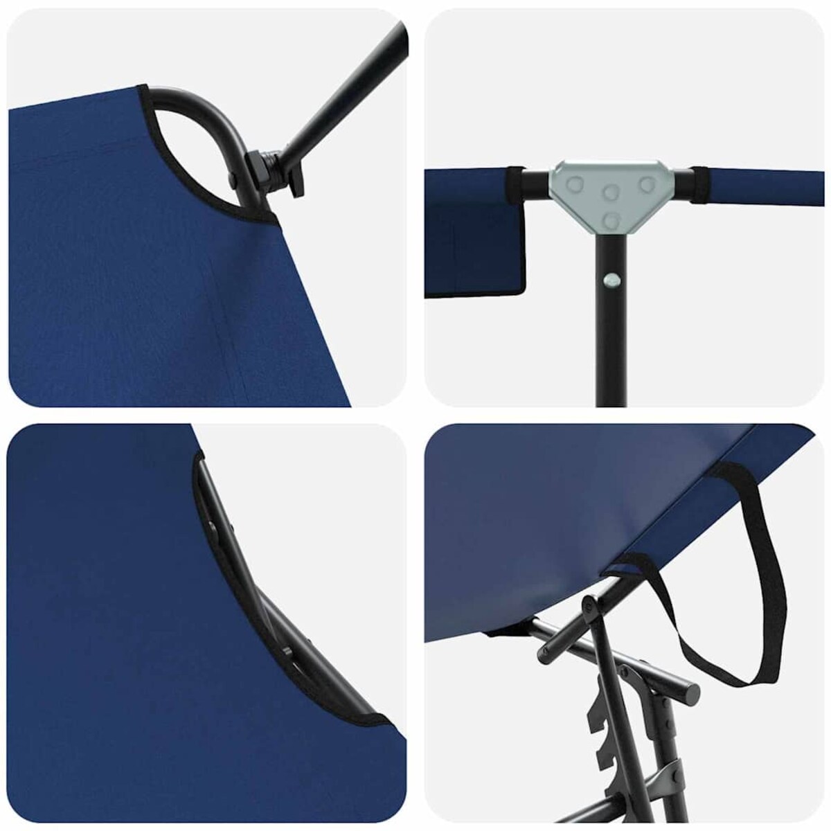 vidaXL Składany leżak z poduszką Niebieski 56 x 190 x 81cm tkanina