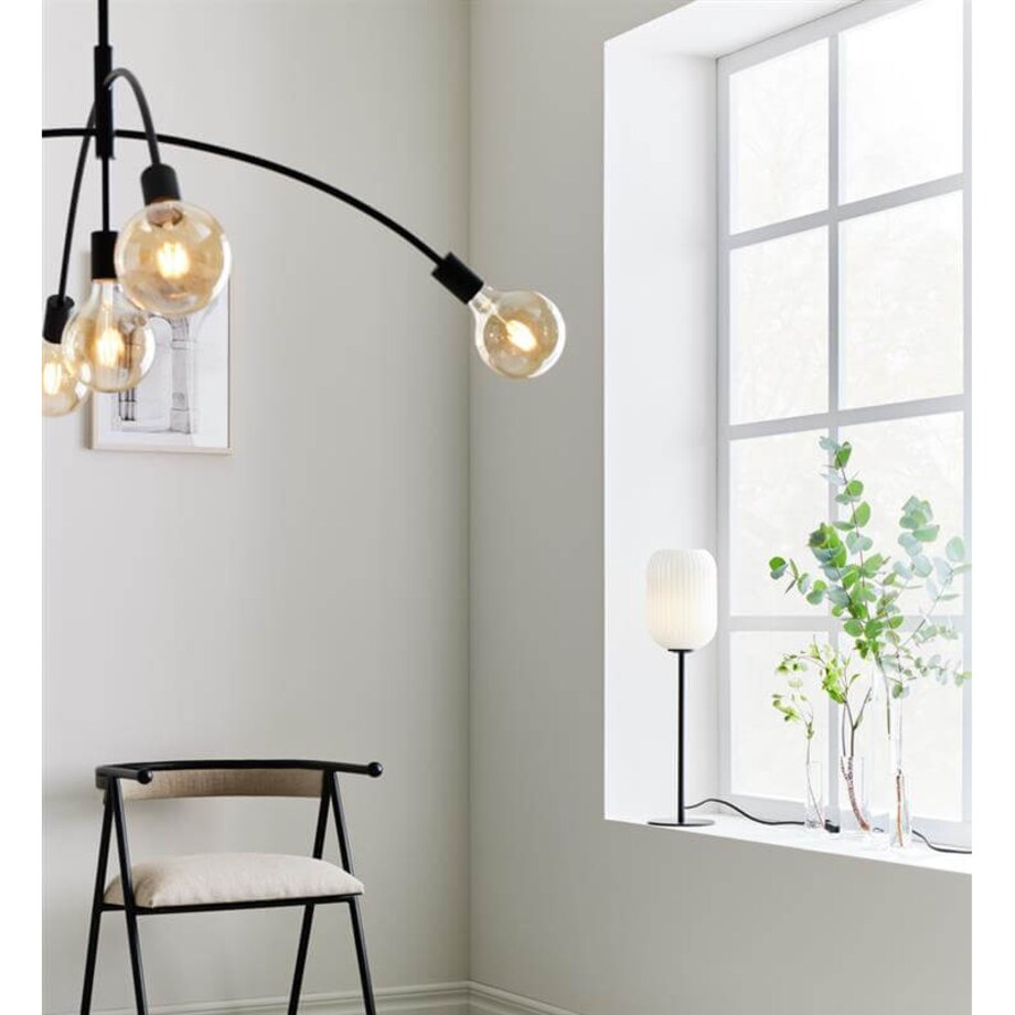 Stołowa lampa szklana Cava do salonu plis czarna biała