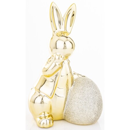 Dekoracja - złoty królik z jajkiem 18x10x11 cm